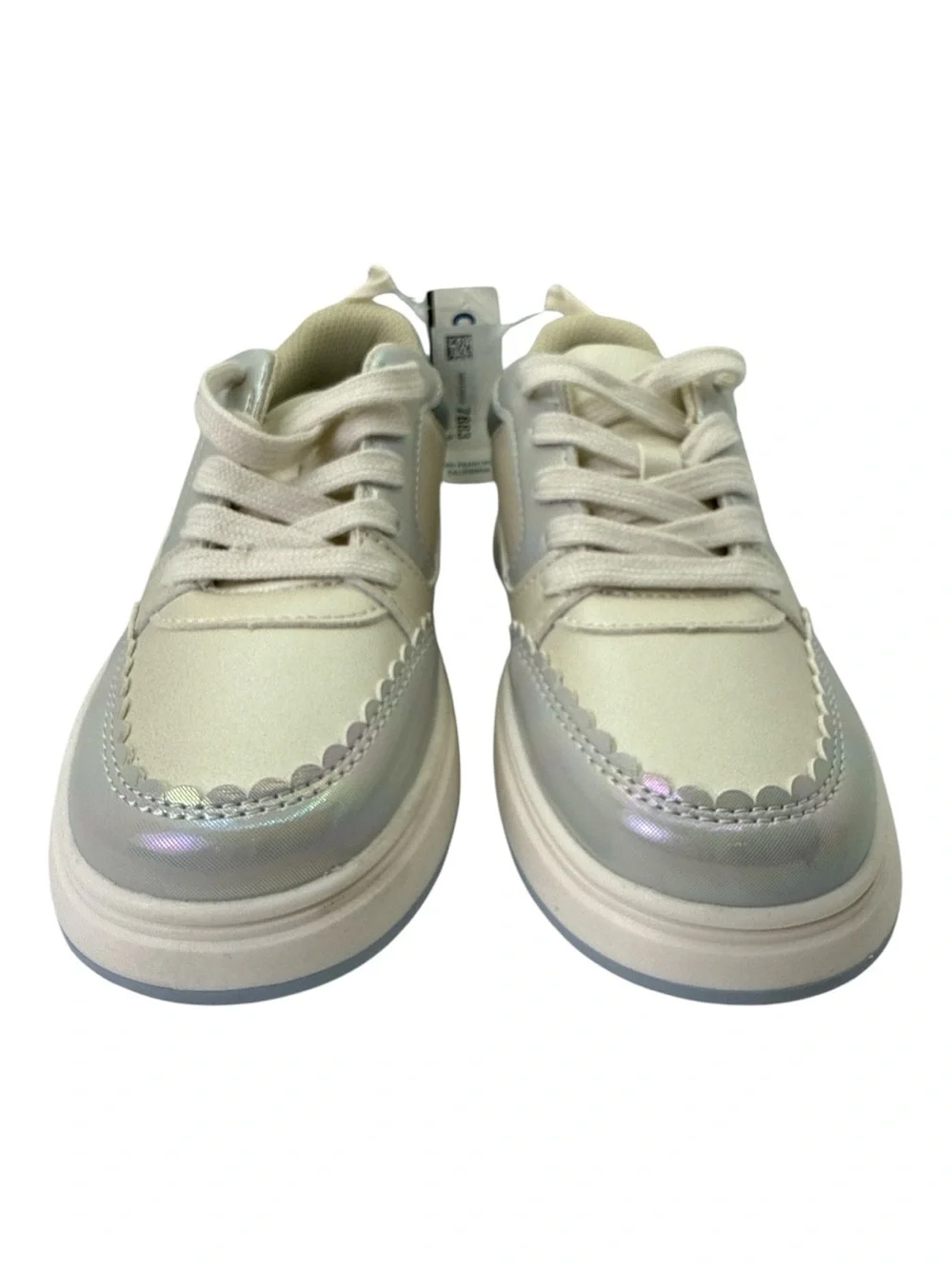 Old Navy Girls Shiny Low-Top Sneakers Metallic Sparkle Shoes Trendy Casual Sz 1